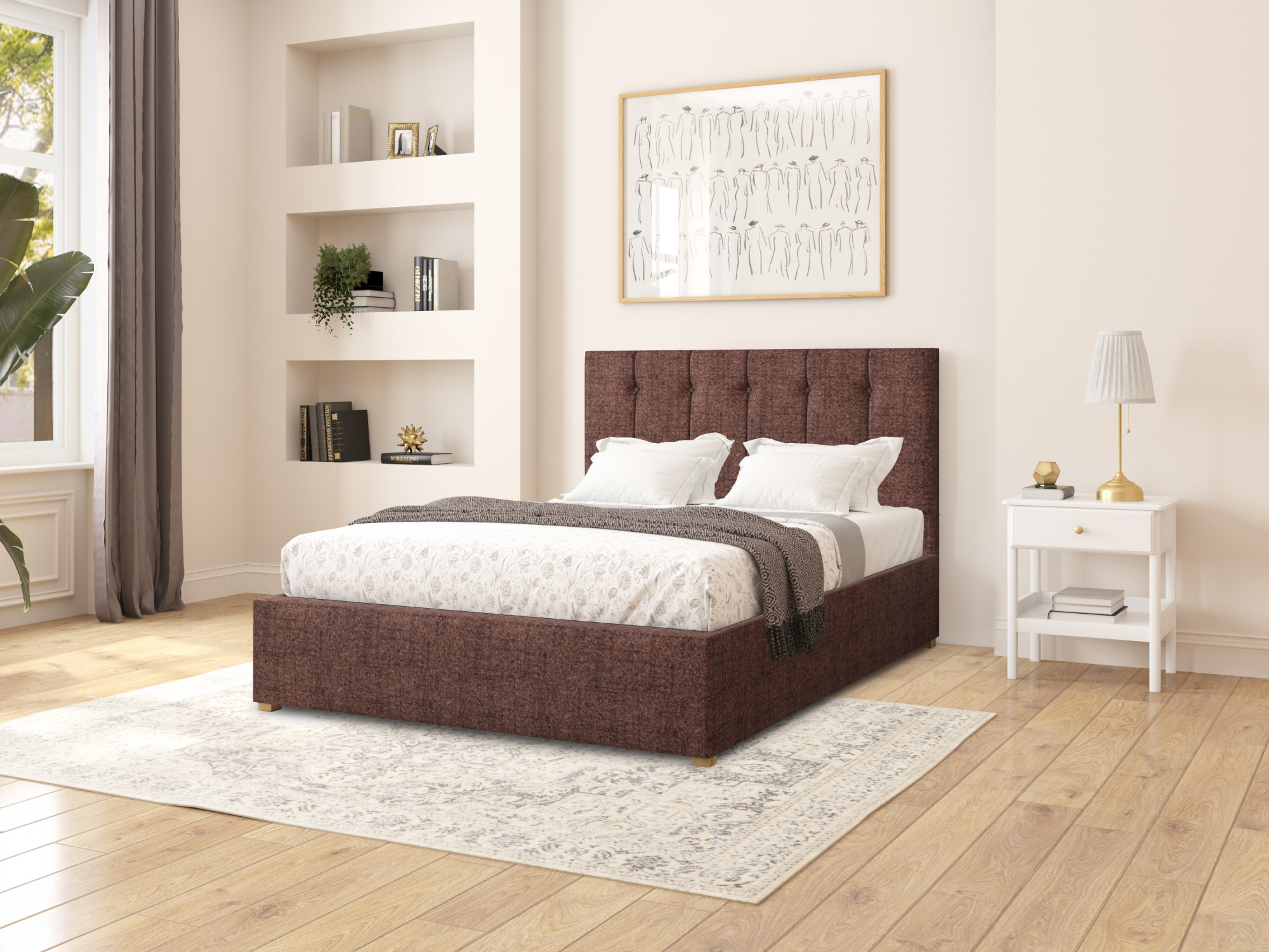 Aspire Electric Adjustable Bed Hepburn Upholstered 4ft6 Double Pocket Sprung Mattress Yorkshire Knit - Chocolate